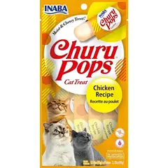 INABA - Snack Para Mascotas Gatos Churu Pops Premio 15g X4 Tubos 60g - Amarillo