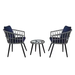 SPACE HOME - Juego de Terraza Blue Falcon con Almohadon y Mesa