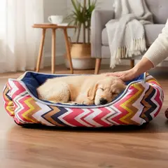 BLOCCARE - Cama Para Mascotas Espuma - Talla L Tricolor ROJO