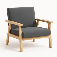 SPACE HOME - Poltrona Madera Reims Gris Oscuro 64×60×71 cm Diseño Nórdico