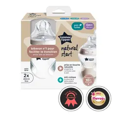 TOMMEE TIPPEE - SET 2 MAMADERAS 260ML NATURAL START 0M+