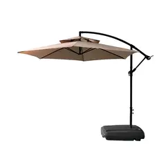 NOVAHUS - Quitasol lateral Bávaro beige + base de agua cuadrada 60 Kg