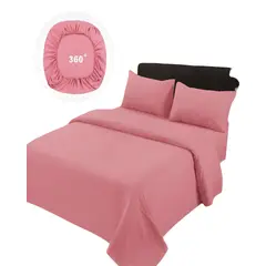 GENERICO - JUEGO DE SABANAS DE 500 HILOS 1 PLAZA ROSA