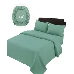 GENERICO - JUEGO DE SABANAS DE 500 HILOS 1 PLAZA VERDE CLARO