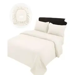 GENERICO - JUEGO DE SABANAS DE 500 HILOS PLAZA Y MEDIA BEIGE CLARO