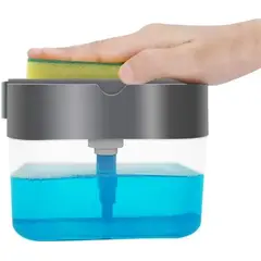 GENERICO - Dispensador De Lavalozas Manual Con Esponja Azul