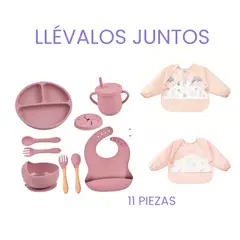 LA PEQUETERIA - Pack alimentación bebé 11 piezas con babero