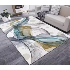 DIANA - ALFOMBRA ANTIDESLIZANTE 3D BLANCO CON HERMOSO DISEÑO PLUMAS 160CM X 200CM