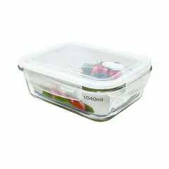 GENERICO - Contenedor de Vidrio Rectangular 1040 ml – Hermético con Tapa BPA Free