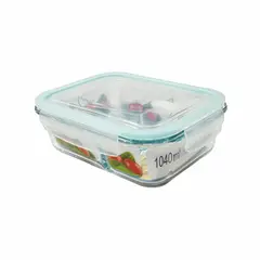 GENERICO - Contenedor de Vidrio Rectangular 1040 ml con División – Hermético BPA Free