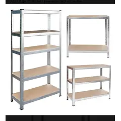 GENERICO - Estante Metálico 180cm X 90cm X 40cm Facil Ensamblado Multiuso Escritorio Madera Mdf Alta Calidad Repisas Estanterias Organizadoras Organizador Plateado De 5 Niveles, divis