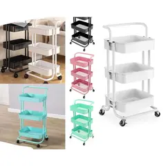 GENERICO - Carrito Organizador Multiuso Con Ruedas Bandejas de Plástico 40 x 28cm Color Celeste