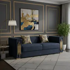 DANIELS - Sofá Elegante 3 Cuerpo Moderno Negro Spencer