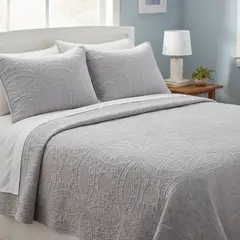 MASHINI - Quilt 2 Plazas Portugal Gris 220x240 cms + 2 Fundas Almohada