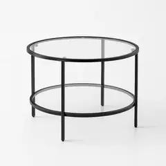 KLIK - Mesa de Centro Orbe con Vidrio y Metal Negro