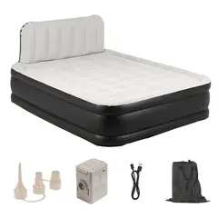 VIDITA - Colchón Inflable Eléctrico Queen 2 Plazas Bomba Recargable Automática Con Respaldo