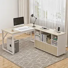 VIDITA - Escritorio Esquinero En L Modular 120 cm Estantería Móvil Oficina 120*60*75 cm + 80*30*75 cm