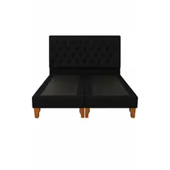 GENERICO - Cama 2 Plazas Con base dividida Negra Capitone