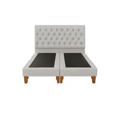 VITELIO - Cama 2 Plazas Con base dividida Gris Capitone