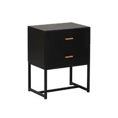 RELAN - Velador Block Moderno Minimalista Con Cajones Negro