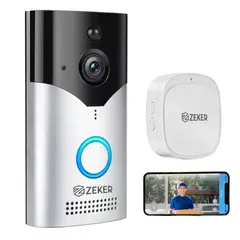 ZEKER - Timbre Inalambrico De Seguridad Inteligente Camara 4mp HD 24Ghz