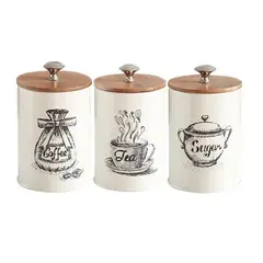TODOHOGAR SANTIAGO DE CHILE - Set de 3 canister de cocina - Diseño dibujo