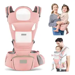 EVERSO - Mochila Portabebés Ergonómica Asiento Multifuncional 6 En 1 Rosa