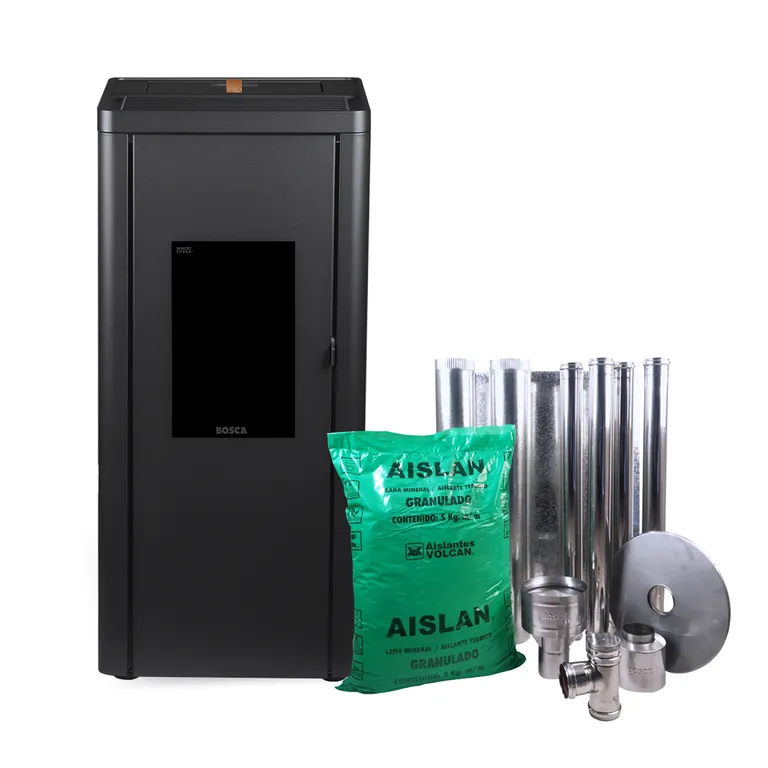 Estufa a Pellet Silenzio Black Vision + Kit de Instalación