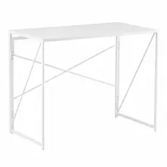JOYTEK - Mesa Escritorio Plegable de Metal y Madera Blanco 100x50x75 cm