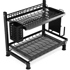 GENERICO - Rack Escurridor de Loza Multifuncional de 2 Niveles para Mesón - Organizador Compacto