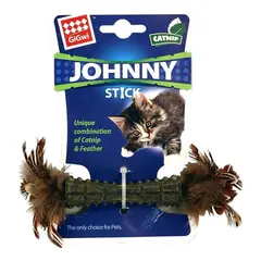 GIGWI - Juguete Para Gatos Johnny Stick Doble Plumas Catnip Café