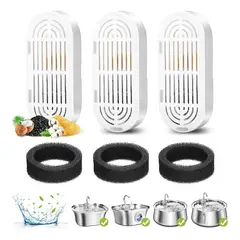 EVERSO - Filtros De Repuesto Bebedero Mascotas Fuente De Agua Blanco Pack 3 - 3