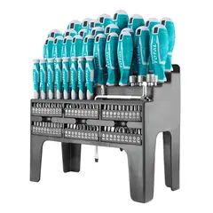 TOTAL TOOLS - Kit Set Juego Destornilladores 100 Piezas Total Tht2506100