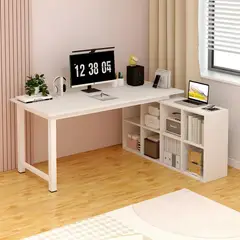 ACTUAL - Escritorio en L Con Biblioteca Lateral Grande y Reversible 140 CM