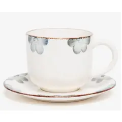 HALLEN - Set 6 Tazas + 6 Platos Te o Cafe Ceramica 350 ML Sophie