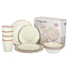 CHEFCHOICE - Set 16 Pcs Juego De Vajilla Completo Melamina Color Crema Chef Choice