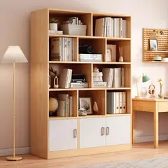 GENERICO - Librero Madera Biblioteca 10 Repisas 3 Puertas 100x24x180