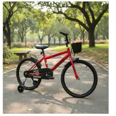 GENERICO - Bicicleta Aro 20 Infantil Con Ruedas De Aprendizaje Rojo
