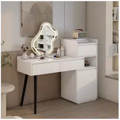 HOMER DESIGN - Tocador Extendible Espejo Con Luz 80-120cm Estilo Europeo