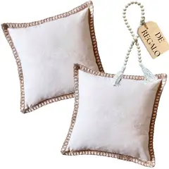 MANDIRHOME - SET 2 FUNDAS NATURAL RÚSTICO LINO YUTE + REGALO