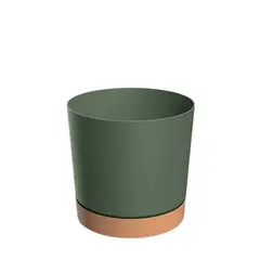 STERN - Macetero redondo Tubo PM 30 cm verde pino/madera