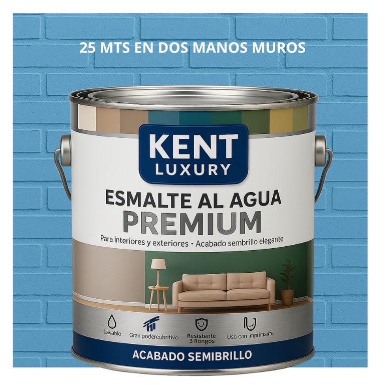 PINTURA ESMALTE AGUA FACHADAS - SEMIBRILLO - 4L AZUL CLARO