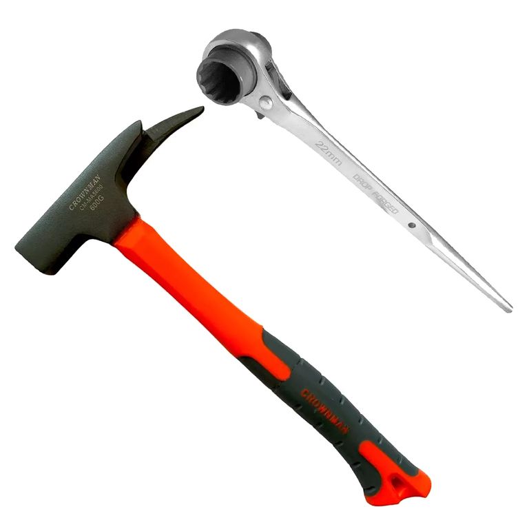 Martillo Andamio 600g + Llave Carraca 19 Y 22mm Andamiero