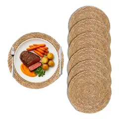 EVERSO - Set 6 Individuales De Yute Redondos 35cm Mantel Mesa