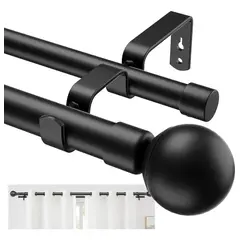 EVERSO - Set Doble Barras De Cortina Metálicas Extensible 91-250 Cm