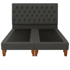 GENERICO - Cama 2 Plazas Con base dividida Gris Capitone