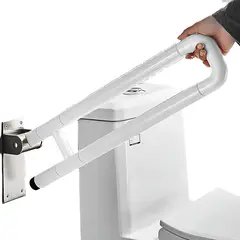 EVERSO - Barra Seguridad Para Discapacitados Abatible Acero Inox 60cm Blanco