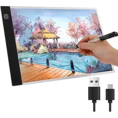 NEBLISUR - Mesa de Luz Dibujo A4 Tabla Ultradelgada Dibujo LED 3 Modos Iluminación para Copiar Esbozar Dibujar