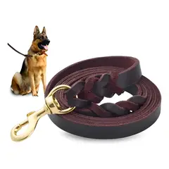 KUANGYE - Correa De Cuero Para Perro 2m Resistente Y Duradera Correa Cuero Suave Y Cómoda Para Perros Grandes