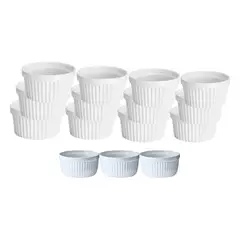 GENERICO - Set 15 Pocillos Ramekin Cuenco Ceramica Blanco Cocina Horno